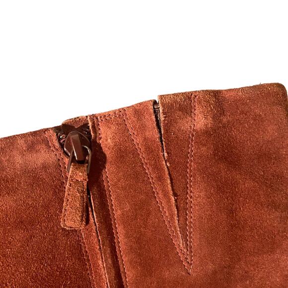 Cole Haan Suede Burgundy Side Zipper Calf Wedge Boot Women Sz 5 - Picture 12 of 12